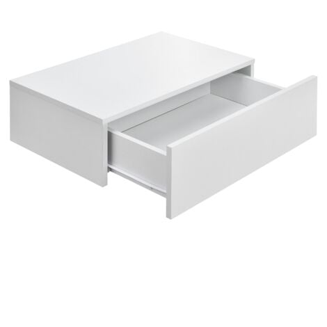 Étagère murale pour chambre à coucher avec 1 tiroir 46 cm blanc mat - Blanc