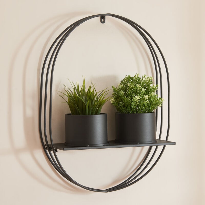 [en.casa] - tagère murale pour plantes Vestby métal 61 x 47 x 15 cm noir
