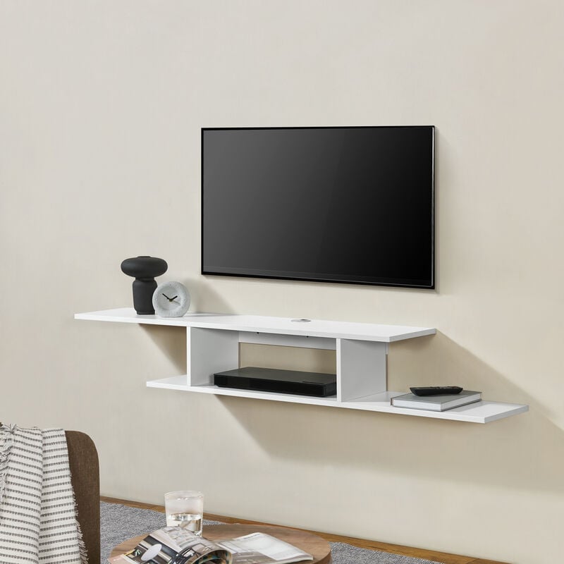 [en.casa] - tagère murale pour tv Støvring 21 x 150 x 25 cm blanc