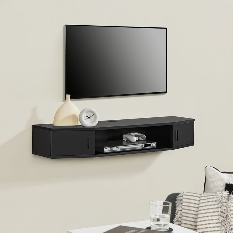 [en.casa] - tagère murale pour tv Tørring 18 x 110 x 30 cm noir