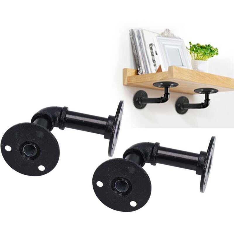 Tagère murale rétro en fer noir, supports d'étagère, ensemble de supports de cadre de Support de clins.. Debuns