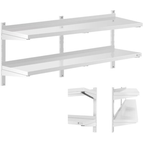 Étagère murale - Royal Catering - 140x 40 cm - Inox - 2 tablettes