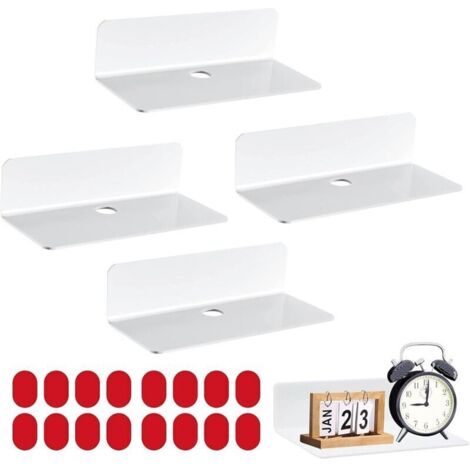 Étagère murale sans perçage – 4 unités blanches, largeur 23 cm, pour salle de bain, cuisine, bureau ou salon
