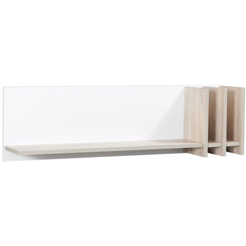 Meublorama - tagères murales malmo 100 cm coloris dab sonoma et blanc