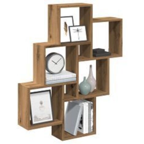 Étagère murale sous forme de cube chêne artisanal 78x15x93