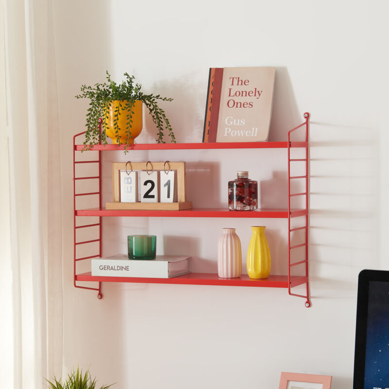 Tagère murale Strängnäs à 3 niveaux modulables 50 x 60 x 15 cm rouge [en.casa]