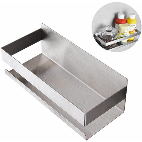 étagere murale ，Support d'assaisonnement de cuisine sans poinçon (argent 23,2 10,5 7,8 cm)