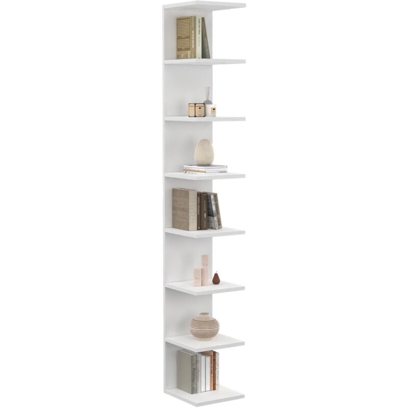 Etagère murale suspendue double position chiara 8 étagères blanc 190 cm