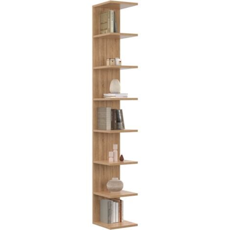 IDMARKET Etagère murale suspendue double position CHIARA 8 étagères façon hêtre 190 cm