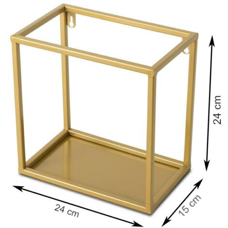 Étagère murale suspendue, métal doré, 24 cm