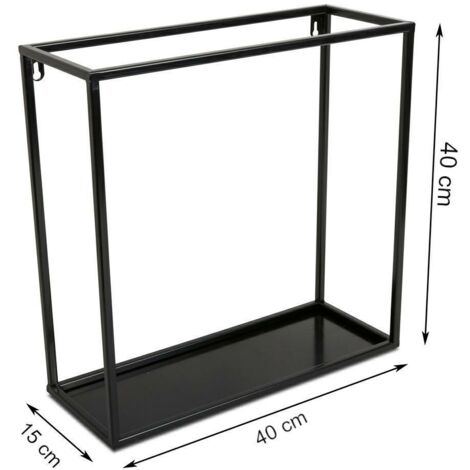 Étagère murale suspendue, métal noir, 40 cm