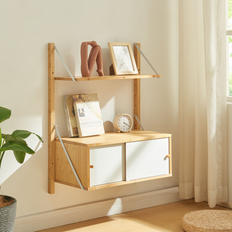 [en.casa] - tagère murale Tingvoll bambou 85 x 65 x 34 cm naturel
