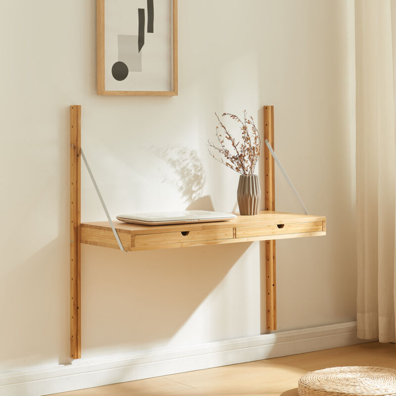 [en.casa] - tagère murale Tingvoll bambou 85 x 85 x 36 cm naturel