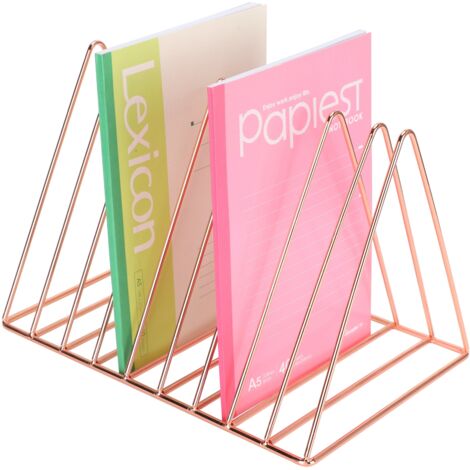 Étagère murale triangle métal rose, étagère de rangement moderne pour livres et dossiers de bureau