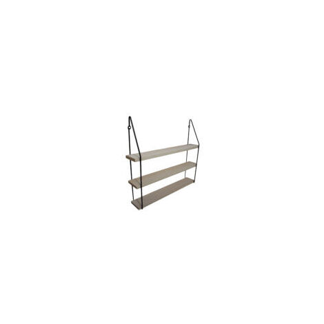 Étagère murale triple bois 60 x 10 avec supports métal noir