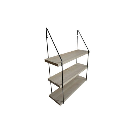 Étagère murale triple bois 60 x 19 avec supports métal noir