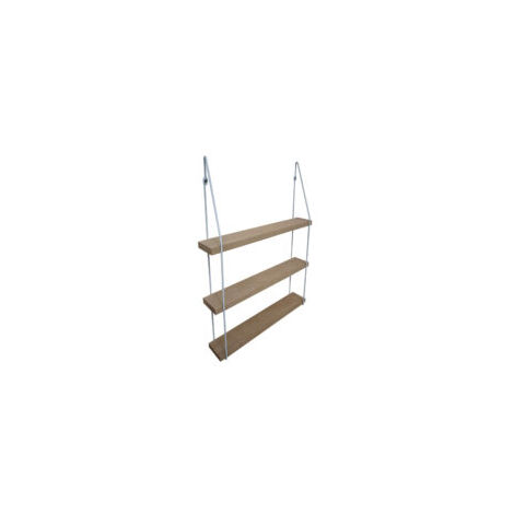Étagère murale triple chêne 60 x 10 avec supports métal blanc