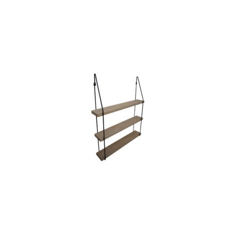 Étagère murale triple chêne 60 x 10 avec supports métal noir