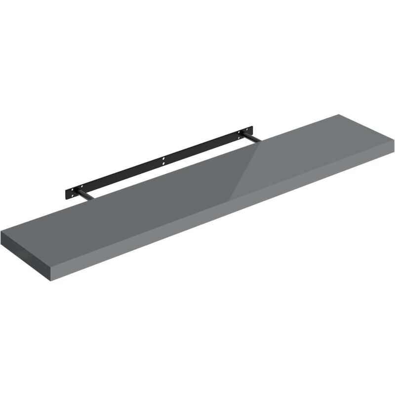 Woltu - tagère Murale Tablette Flottante, Panneau de Bois, Gris Brillant, 120x22,9x3,8cm