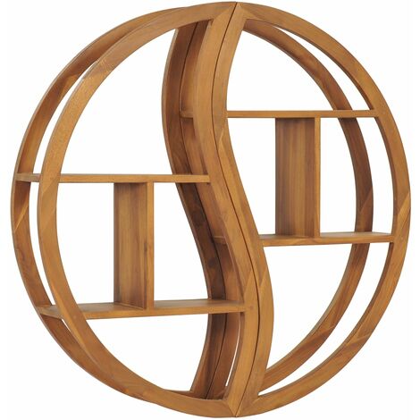 vidaXL Bois de Teck Massif Etagère Murale Yin Yang Suspendue Multi-taille