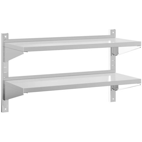 Étagère murale,Étagère flottante à 2 niveaux 100x40x60cm argenté acier inoxydable CFW93305