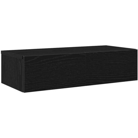 Étagère murale，Étagère flottante avec tiroirs noir 60x26,5x15cm bois d'ingénierie CFW39583