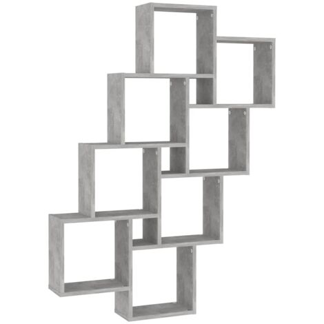 Étagère murale，Étagère flottante cube Gris béton 90x15x119 cm Bois d’ingénierie CFW40134