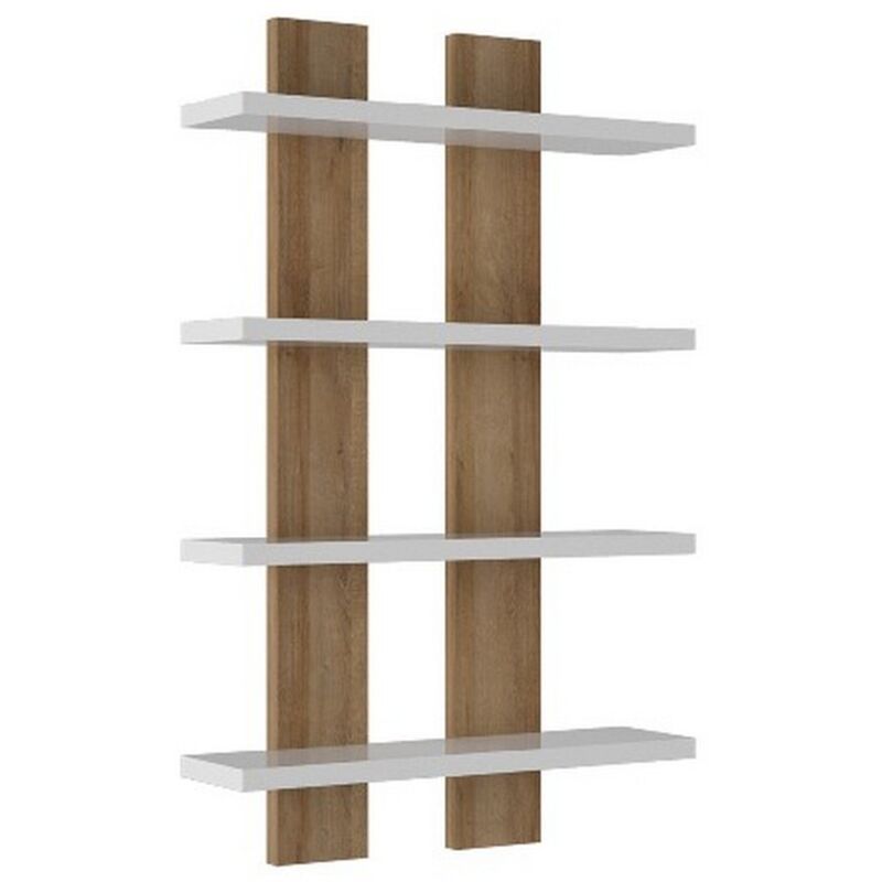 Homemania - tagère Nergis, Panneau Aggloméré Mélaminé, Blanc, Chêne, 50x17x80 cm