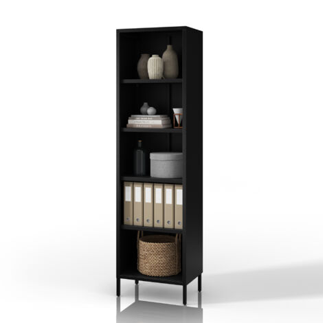 Étagère noire en métal pour livres MARIO Modern 500 x 1800 x 350 mm