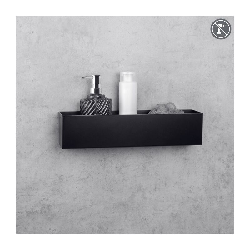 DASKE Étagère Murale Salle de Bain, Noire, Montage Adhésif, BASKET (40cm)