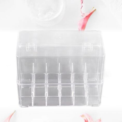 Étagère Organisateur de Maquillage en Acrylique 18 Compartiments pour Rouges à Lèvres et Baumes