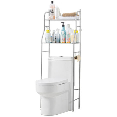 Étagère Organisateur des Toilettes avec 2 Étagères Étagère de Rangement Étanche Économisez de l'espace 48x25x138cm