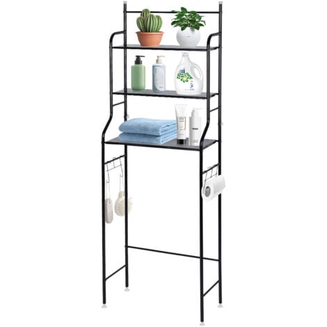 JEOBEST Étagère Organisateur des Toilettes avec 3 Étagères,Étagère de Rangement Étanche,Économisez de l'espace,Noir