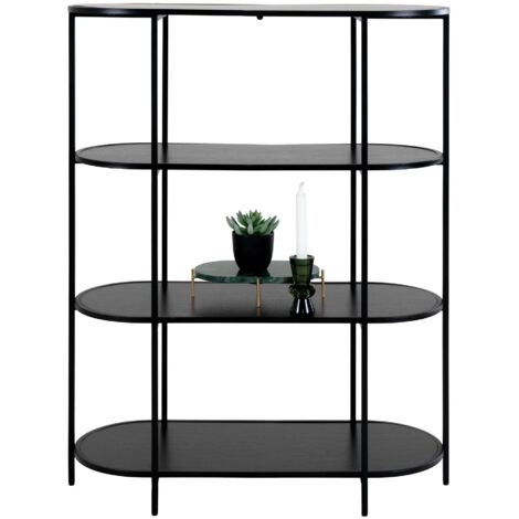 Etagère ovale VITA - Bois naturel ou métal noir-Noir