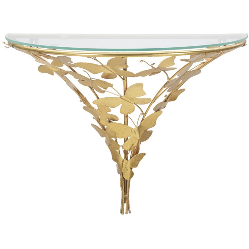 Epikasa - tagère Papillon 19, Métal, Verre, Or, 44,5x24,5x34,5 cm