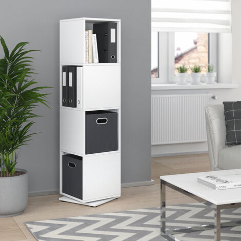 Étagère pivotante , Blanc, 35.2 x 144.2 cm avec 2 boxes pliants, Vicco