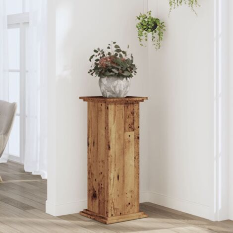 Étagère Plante 33x33x80 cm Bois Ingénierie Vieux Bois - Support Stable Design Moderne