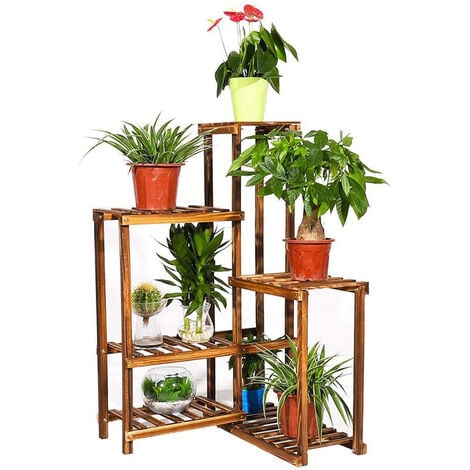 Etagère Plante Interieur en Bois - 60 x 60 x 100cm Support de Plantes Orchidee pour Balcon Terrasse Jardin