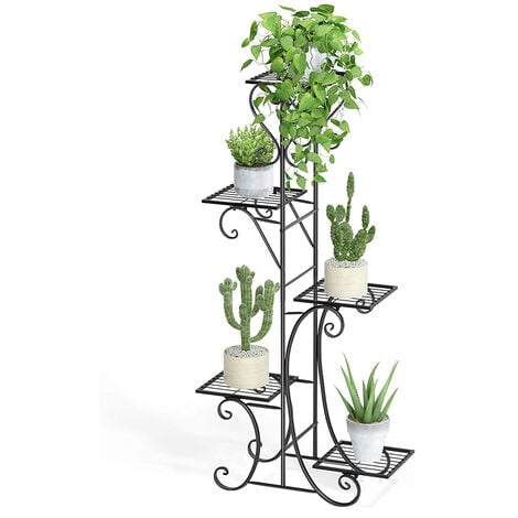 Étagère Plante Intérieur en Métal 5 Niveaux Porte-Plantes 81 x 25 x 82 cm  Charge Max 25kg pour Maison Véranda Jardin Balcon - Costway