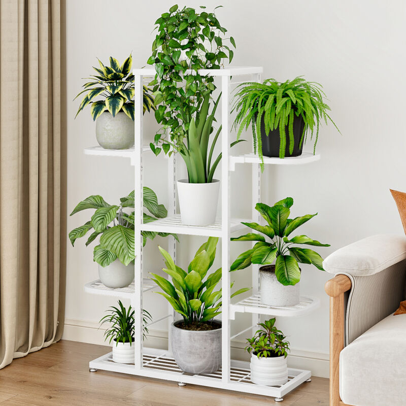 Hoerfuriy - tagère Plantes Echelle Porte Pots de Plante Fleurs avec 5 Tablettes Escalier 62x23x88cm pour Jardin Terrasse Balcon blanc