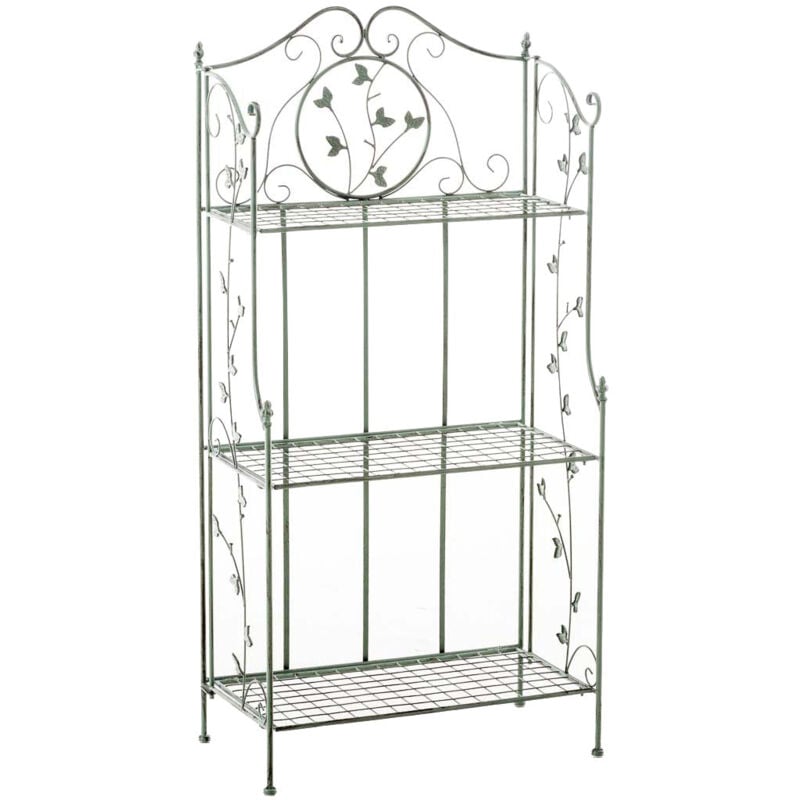 Étagère pliable support plantes chaussures stable avec trois espaces de rangement en métal vet vieilli 100003991