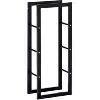 Etagère porte bois de cheminée porte-bûches design contemporain charge max. 100 Kg dim. 40L x 25l x 100H cm métal noir