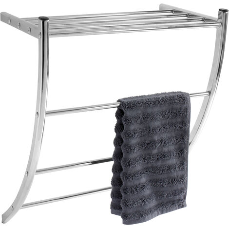 Etagère porte-serviette mural steel métal chrome