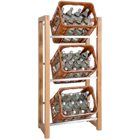 Étagère pour 3 caisses à boissons rangement support bouteilles 112x56 cm en bois chêne 100003148
