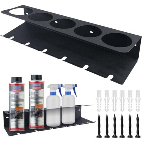 Étagère pour Bouteilles Pulvérisateurs: Support Mural pour Flacons Pulvérisateurs, Support de Bombe Aérosol Multifonctionnel, Support de Rangement pour Bombes Aérosols, avec 5 Trous et 6 Fentes