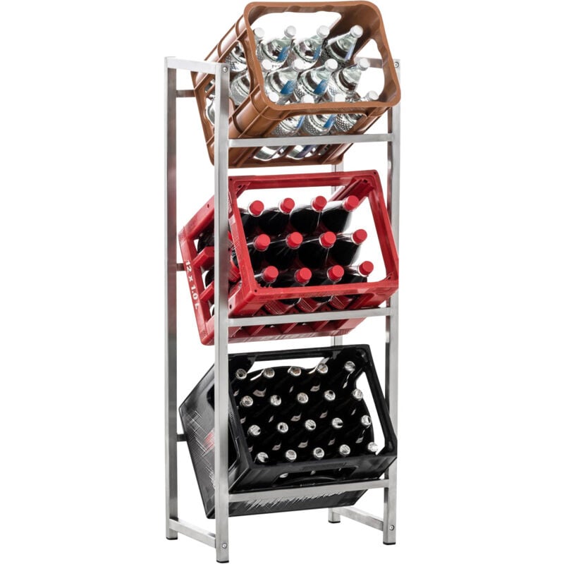 Tagère pour caisses à boissons 47x116 cm pour 3 caisses support rangement étagère sur pied en acier inoxydable 100003147