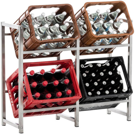 Étagère pour caisses à boissons 75x91 cm pour 4 caisses support rangement étagère sur pied en acier inoxydable 100003156