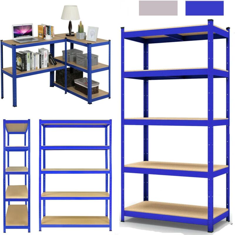 Étagère pour Charges Lourdes, 200 x 100 x 50 cm, Bleu, étagère de Rangement, étagère de Cave, étagère en métal, Charge jusqu'à 875 kg, 5 étagères