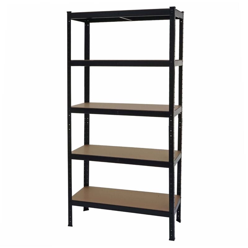 Tagère pour charges lourdes rangement cave enfichable 5 étagères acier noir 180x90x40 cm 040008688