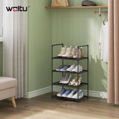 Étagère pour Chaussures WOLTU, Rangement de Chaussures à 4 Niveaux, Étroit, 41x28x72cm, Noir
